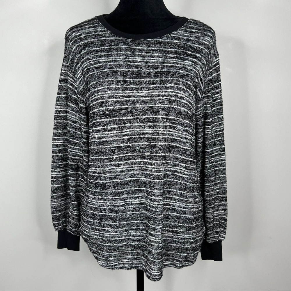 Ruby Rd Knit Sweater Womens Size S Black White Striped EUC